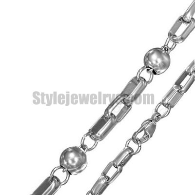 Stainless steel jewelry Chain 50cm - 55cm length ball circle oval chain necklace w/lobster 8mm ch360247 - Click Image to Close